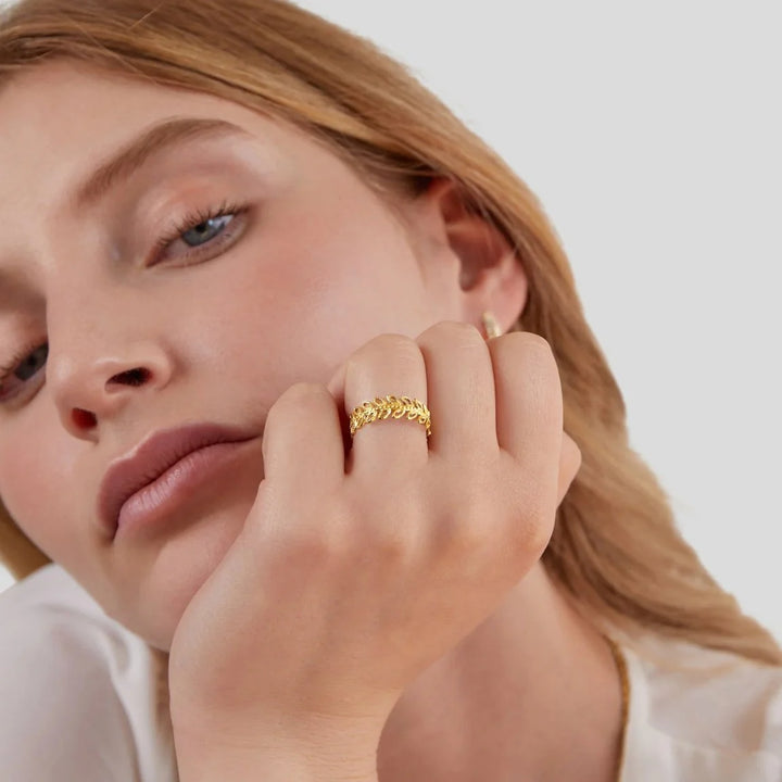 SASHA LEAF RING | GOLD