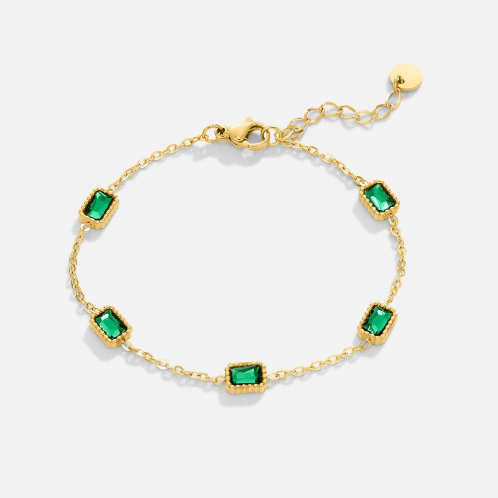 CHARM EMERALD BRACELET | GOLD