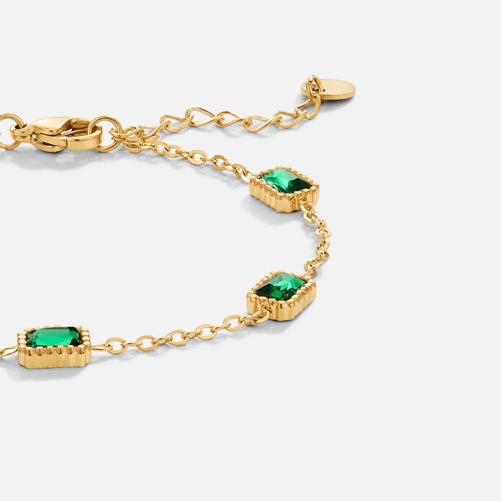 CHARM EMERALD BRACELET | GOLD